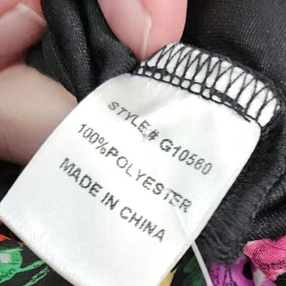 NWT Jodifl Tiered Balloon Sleeve Floral Dress Ruffle High Neck Sz Large Colorful - Picture 9 of 10